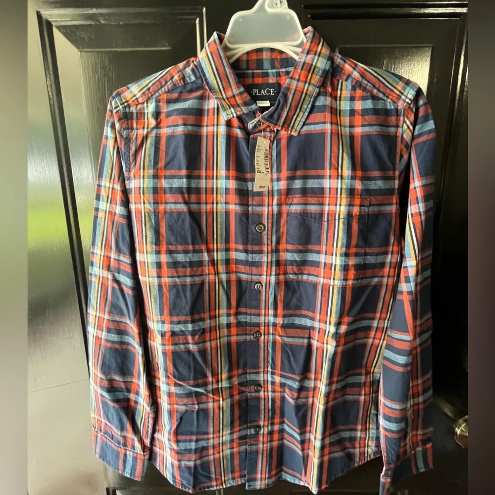 NWT Children’s Place Boys Plaid Dress Shirt - Sz XXL/16